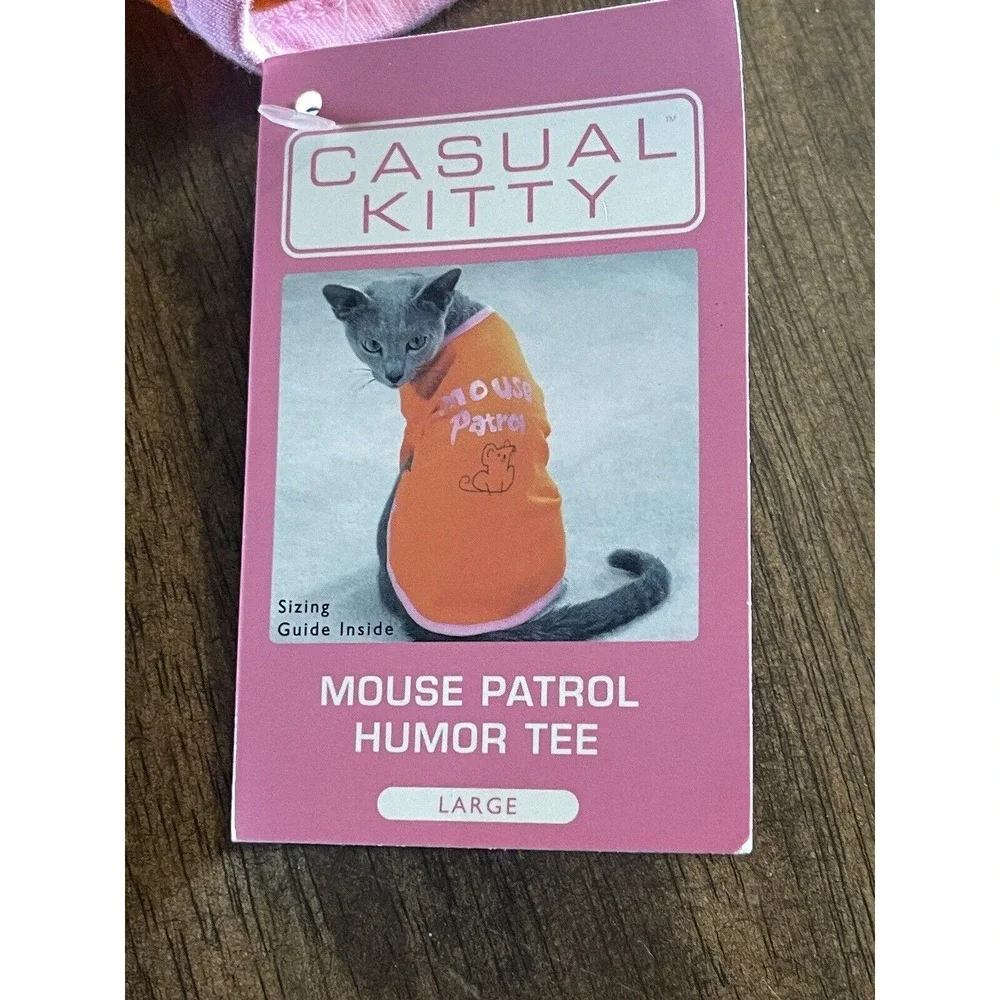 Casual Kitty Mouse Patrol Humor Cat Tee Sz Large T-shirt